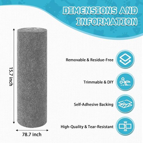 Climbing Cat Scratcher Mat Trimmable Cat Scratching Post Carpet 78.7’’x15.8’’ Self Adhesive Carpet Mat Pad Replacement for Cat Tree Shelves Post Couch Wall Furniture Steps DIY Protector (Cream White) in Saudi Arabia