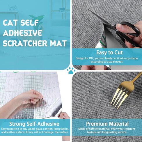 Climbing Cat Scratcher Mat Trimmable Cat Scratching Post Carpet 78.7’’x15.8’’ Self Adhesive Carpet Mat Pad Replacement for Cat Tree Shelves Post Couch Wall Furniture Steps DIY Protector (Cream White) in Saudi Arabia