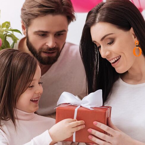 Acrylic Earrings for Women Fashion Acrylic Square Oval Statement Earrings Geometric Drop Dangle Earrings Party Jewelry Candy Color Acrylic Geometric Drop Earrings for Girls (Orange oval) in Kuwait