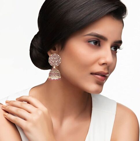 Nilu's Collection Women's Ethnic Oxidised Jhumka Party Festival Wear Alloy Jhumki Earring in Saudi Arabia