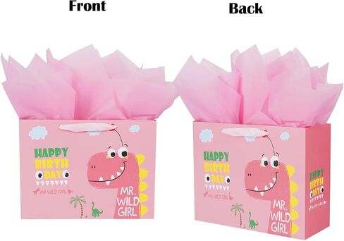 Large Gift Bag for Boys with Tissue Paper for Kids Birthday Party Baby Shower 12.6" - Dinosaur in Saudi Arabia