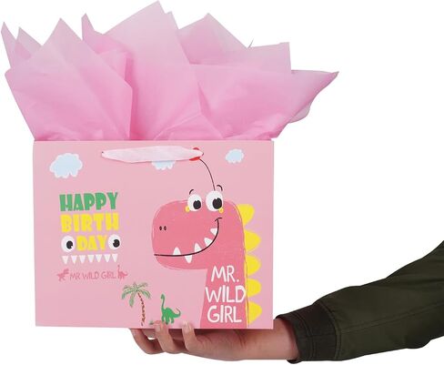 Large Gift Bag for Boys with Tissue Paper for Kids Birthday Party Baby Shower 12.6" - Dinosaur in Saudi Arabia