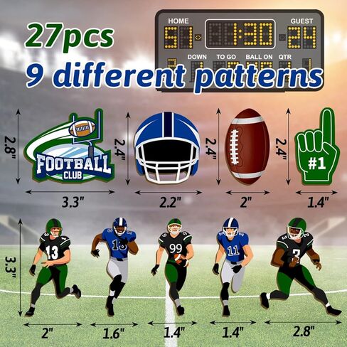 زينة كرة القدم-ديكورات حفلات كرة القدم 27 قطعة من وعاء كرة القدم الممتاز، لافتة خشبية معلقة، لعبة رياضية لكرة القدم، زخارف خشبية in Kuwait