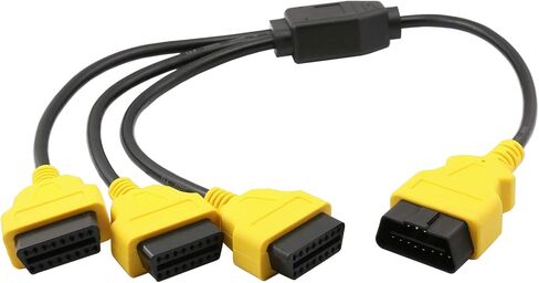 كابل مقسم Obd2 بطول 1.6 قدم/50 سم، كابل تمديد obd-ii ثلاثي الاتجاه، مقسم obd كامل 16 دبوس من 1 إلى 3 أنثى كابل Y محول سلك موسع لتشخيص السيارة (أسود) in Kuwait