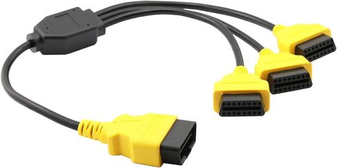 كابل مقسم Obd2 بطول 1.6 قدم/50 سم، كابل تمديد obd-ii ثلاثي الاتجاه، مقسم obd كامل 16 دبوس من 1 إلى 3 أنثى كابل Y محول سلك موسع لتشخيص السيارة (أسود) in Kuwait