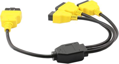 كابل مقسم Obd2 بطول 1.6 قدم/50 سم، كابل تمديد obd-ii ثلاثي الاتجاه، مقسم obd كامل 16 دبوس من 1 إلى 3 أنثى كابل Y محول سلك موسع لتشخيص السيارة (أسود) in Kuwait