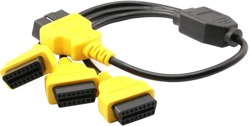 كابل مقسم Obd2 بطول 1.6 قدم/50 سم، كابل تمديد obd-ii ثلاثي الاتجاه، مقسم obd كامل 16 دبوس من 1 إلى 3 أنثى كابل Y محول سلك موسع لتشخيص السيارة (أسود) in Kuwait