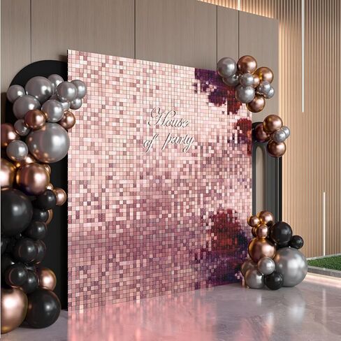 HOUSE OF PARTY Silver Shimmer Wall Backdrop -36 Panels Square Sequin Shimmer Backdrop for Birthday Wedding Anniversary Engagement Baby Shower & Bachelorette Decorations Party in Kuwait