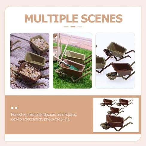 Zerodeko 4PCS Simulation Cart Models, Dollhouse Mini Barrows, Miniature Wheelbarrow Accessories for Action Figures, Dioramas, Micro-Landscape Decor in Saudi Arabia