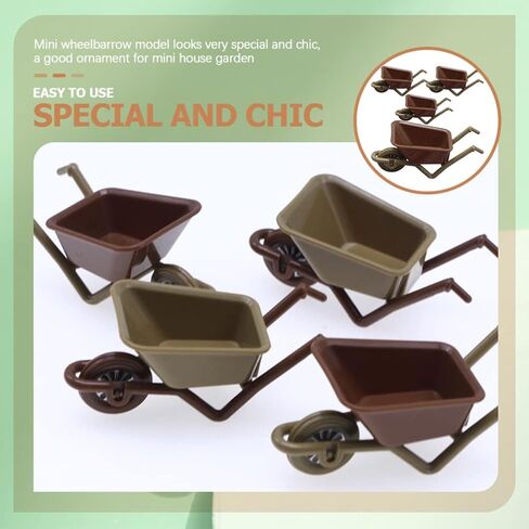 Zerodeko 4PCS Simulation Cart Models, Dollhouse Mini Barrows, Miniature Wheelbarrow Accessories for Action Figures, Dioramas, Micro-Landscape Decor in Saudi Arabia