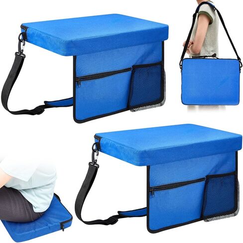 Hosuly Portable Stadium Seat Without Back Stadium Seats for Bleachers Lightweight Bleacher Seat Cushion with Shoulder Strap and Cup Holder for Sporting Travel Hiking Fishing Camping in Saudi Arabia
