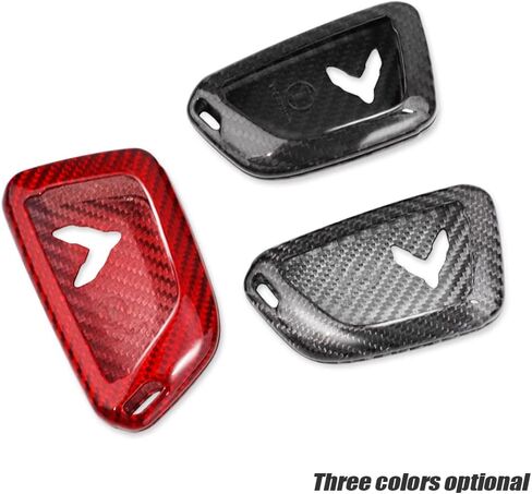 PACEWALKER Carbon Fiber for Chevrolet Corvette C8 Key Fob Case Cover 2020 2021 2022 Keyless Entry Shell Trim (Red) in Kuwait