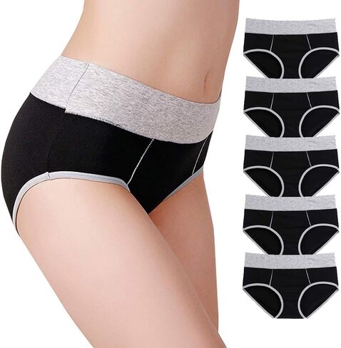 Ladies Comfort Cotton Underwear 5 Pack High Waist Briefs Tummy Control Stretch Panties Underpants for Women in Saudi Arabia