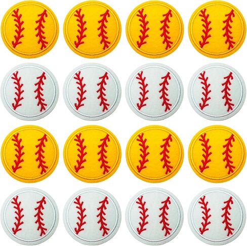 16Pcs Football Iron On Patches,Embroidery Patches Applique for Hats Backpacks Clothes T-Shirts Jackets Jeans DIY Accessories（8 Yellow+8 White） in Kuwait