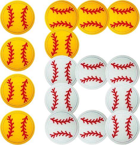 16Pcs Football Iron On Patches,Embroidery Patches Applique for Hats Backpacks Clothes T-Shirts Jackets Jeans DIY Accessories（8 Yellow+8 White） in Kuwait