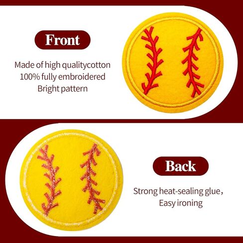 16Pcs Football Iron On Patches,Embroidery Patches Applique for Hats Backpacks Clothes T-Shirts Jackets Jeans DIY Accessories（8 Yellow+8 White） in Kuwait