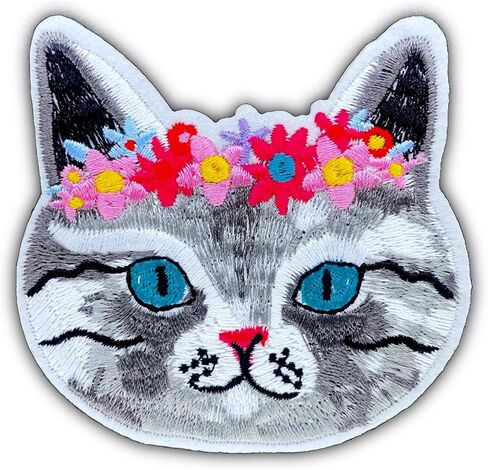 Cat Iron On Patches, White Cute Cats Embroidered Jean Patches, Green Sew On Patches, Funny Applique DIY Iron On Patches for Clothes, Vest, Jackets, Jeans, Backpacks, Clothing & Hats. in Saudi Arabia