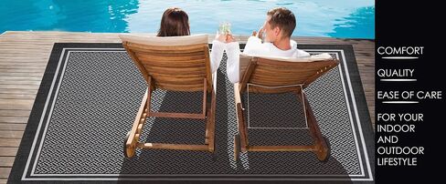 Gertmenian Indoor Outdoor Classic Flatweave Area Rug, Stain & UV Resistant Carpet, Deck, Patio, Poolside & Mudroom, 8x10 Ft Large, Palm Tree Border Brown, 21261 in Saudi Arabia