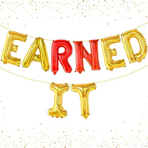 KatchOn, Earned It Balloons Gold and Red - Shiny, 16 Inch | RN Balloons Graduation 2024 for Nurse Graduation Decorations | Gold Earned It Nursing Balloons for RN Graduation Party Decorations 2024 in Saudi Arabia