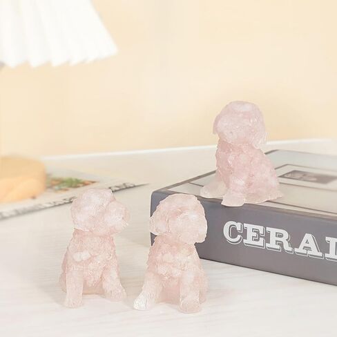 Handmade Black Obsidian Crystal Dog Statue Animal Collectible, Resin & Chipped Crystal Poodle Dog Figurine Pocket Stone Home Office Decoration in Saudi Arabia