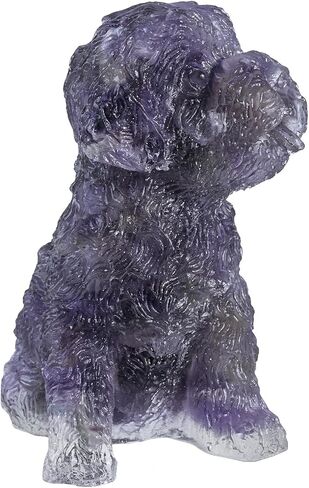 Handmade Black Obsidian Crystal Dog Statue Animal Collectible, Resin & Chipped Crystal Poodle Dog Figurine Pocket Stone Home Office Decoration in Saudi Arabia