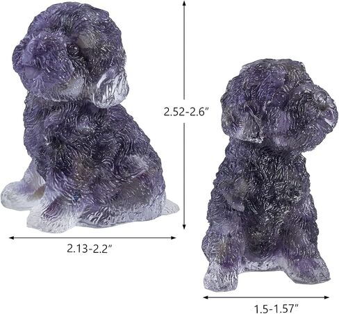 Handmade Black Obsidian Crystal Dog Statue Animal Collectible, Resin & Chipped Crystal Poodle Dog Figurine Pocket Stone Home Office Decoration in Saudi Arabia
