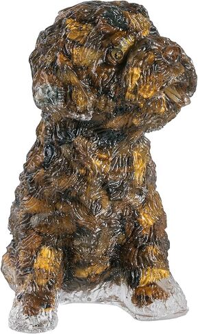 Handmade Black Obsidian Crystal Dog Statue Animal Collectible, Resin & Chipped Crystal Poodle Dog Figurine Pocket Stone Home Office Decoration in Saudi Arabia