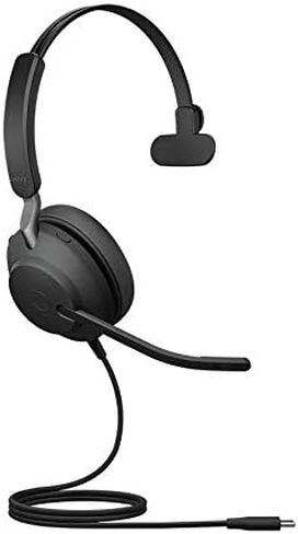Jabra Evolve2 40 USB Stereo Wired Headset MS Version w/GTW Microfiber Cloth & Global Teck Priority Gold Support Plan - Compatible with PC, MAC, Smartphones, Streaming Music, Skype- 24089-999-999 in Saudi Arabia