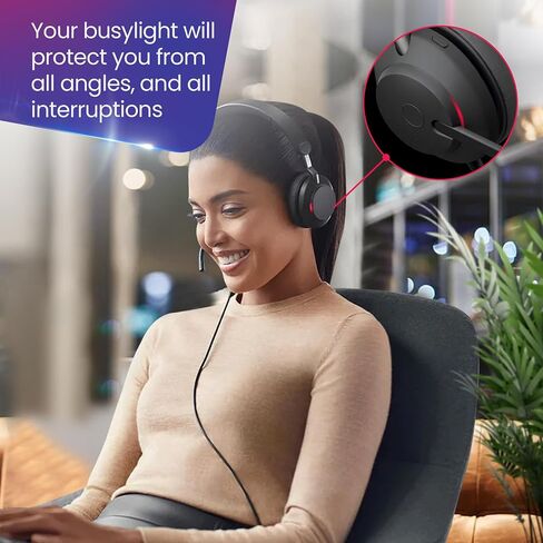 Jabra Evolve2 40 USB Stereo Wired Headset MS Version w/GTW Microfiber Cloth & Global Teck Priority Gold Support Plan - Compatible with PC, MAC, Smartphones, Streaming Music, Skype- 24089-999-999 in Saudi Arabia