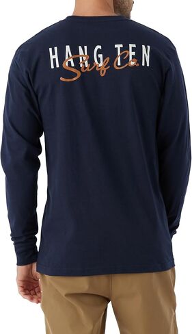 Hang Ten Mens Logo Graphic Long Sleeve Shirt - Casual Shirts for Men - Vintage Inspired Long Sleeve Tee in Saudi Arabia