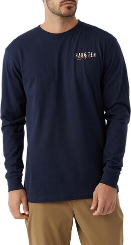 Hang Ten Mens Logo Graphic Long Sleeve Shirt - Casual Shirts for Men - Vintage Inspired Long Sleeve Tee in Saudi Arabia