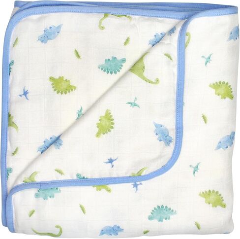 Soft Bamboo Viscose Baby Blanket, Blue, Baby Boy/Girl/Unisex, 47"x47", 8-Layers, 70% Viscose Made from Bamboo, 30% Cotton Muslin - Imported in Saudi Arabia