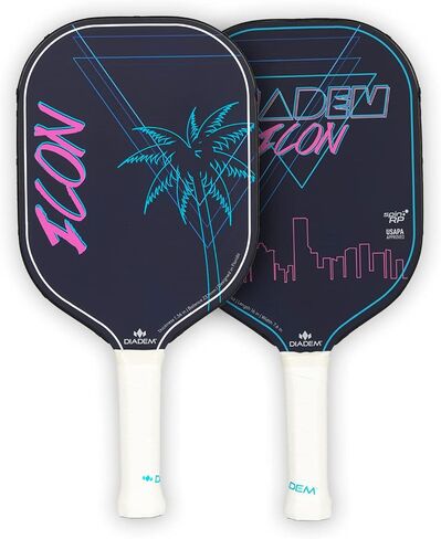 Diadem ICON Performance Pickleball Paddle | Graphite Carbon Fiber, Honeycomb Core, Fiberglass Face, Ultra Sleek Edge Guard, Spin Friendly | Indoor/Outdoor | USAPA Approved in Saudi Arabia
