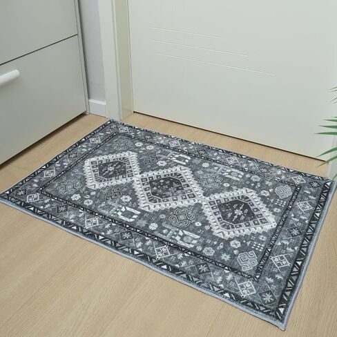 Boho Area Rug - 2'x3' Area Rugs Vintage Design Entry Rug Non-Slip Washable Indoor Door Mat, Washable Low-Pile Floor Carpet for Indoor Front Entrance Kitchen Bathroom in Saudi Arabia