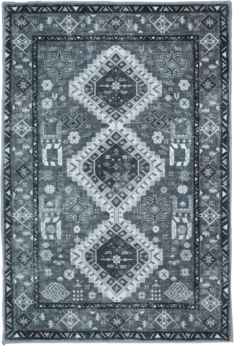 Boho Area Rug - 2'x3' Area Rugs Vintage Design Entry Rug Non-Slip Washable Indoor Door Mat, Washable Low-Pile Floor Carpet for Indoor Front Entrance Kitchen Bathroom in Saudi Arabia