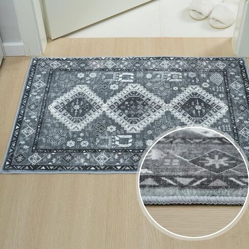 Boho Area Rug - 2'x3' Area Rugs Vintage Design Entry Rug Non-Slip Washable Indoor Door Mat, Washable Low-Pile Floor Carpet for Indoor Front Entrance Kitchen Bathroom in Saudi Arabia