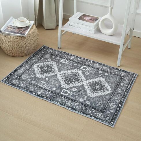 Boho Area Rug - 2'x3' Area Rugs Vintage Design Entry Rug Non-Slip Washable Indoor Door Mat, Washable Low-Pile Floor Carpet for Indoor Front Entrance Kitchen Bathroom in Saudi Arabia