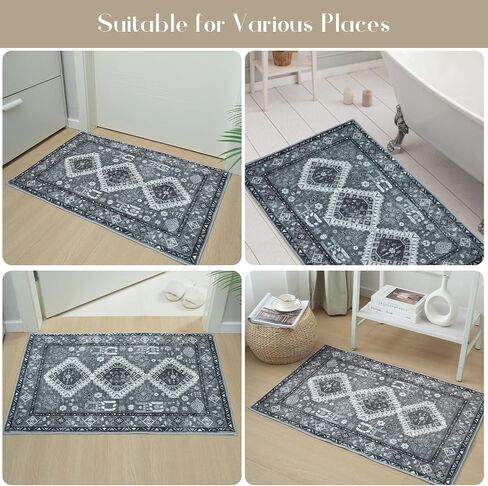 Boho Area Rug - 2'x3' Area Rugs Vintage Design Entry Rug Non-Slip Washable Indoor Door Mat, Washable Low-Pile Floor Carpet for Indoor Front Entrance Kitchen Bathroom in Saudi Arabia