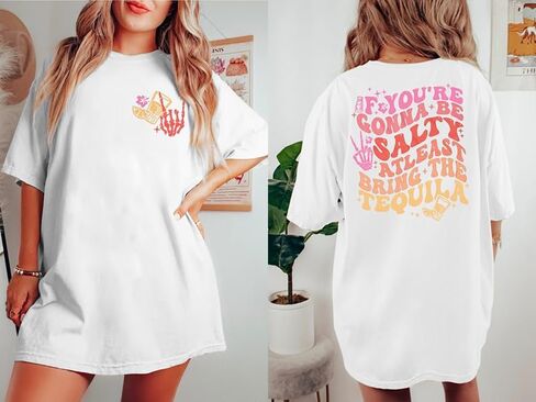 قمصان تيكيلا كبيرة الحجم للشرب: تي شيرت نسائي سينكو دي مايو تي شيرت مضحك مالح تيكيلا جرافيك تي شيرت غير رسمي بأكمام قصيرة in Kuwait