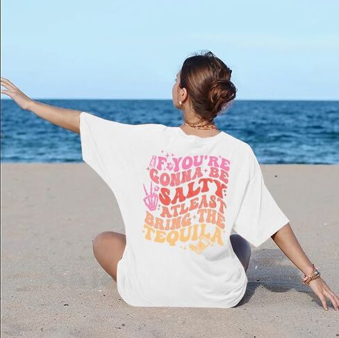 قمصان تيكيلا كبيرة الحجم للشرب: تي شيرت نسائي سينكو دي مايو تي شيرت مضحك مالح تيكيلا جرافيك تي شيرت غير رسمي بأكمام قصيرة in Kuwait
