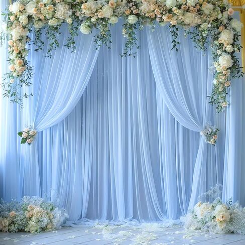 White Tulle Backdrop Curtain for Parties Wedding 10ft x 8ft Sheer Backdrop Curtains for Bridal Shower Birthday Party Baby Shower Ceiling Drapes Christmas Photo Decorations 2 Panels 5ft x 8ft in Kuwait
