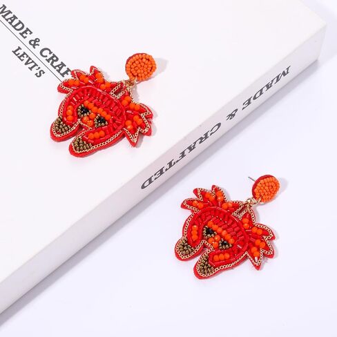 Beaded Earrings for Women, Summer Beach Earrings Statement Drifting Bottle Earrings Crystal Turtle Crab Earrings Ocean Beach Accessory Jewelry Gifts in Saudi Arabia