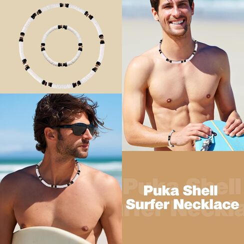 LOYALLOOK Clam Chips Puka Shell Necklace Bracelts SeaShell Surfer Necklace Beachy Beaded Summer Pookah Shells Choker Necklace in Saudi Arabia