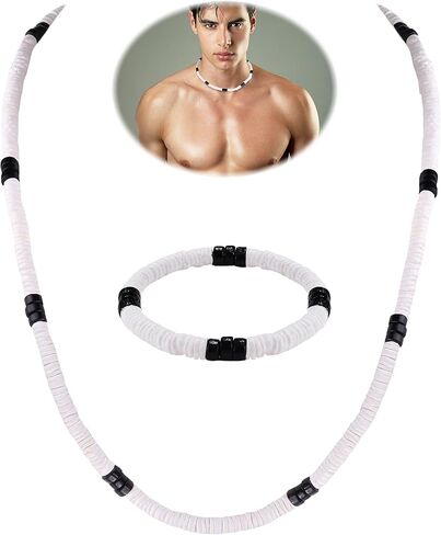 LOYALLOOK Clam Chips Puka Shell Necklace Bracelts SeaShell Surfer Necklace Beachy Beaded Summer Pookah Shells Choker Necklace in Saudi Arabia