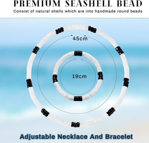 LOYALLOOK Clam Chips Puka Shell Necklace Bracelts SeaShell Surfer Necklace Beachy Beaded Summer Pookah Shells Choker Necklace in Saudi Arabia