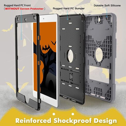 Kids Case for iPad 9th Generation/iPad 8th Generation/iPad 7th Generation, iPad 10.2 inch Case 2021/2020/2019, Heavy Duty Shockproof Rugged Protective 10.2" Cover for Boys Girls (Black) in Saudi Arabia