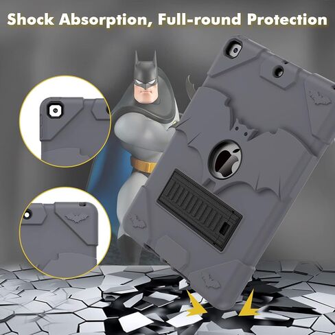 Kids Case for iPad 9th Generation/iPad 8th Generation/iPad 7th Generation, iPad 10.2 inch Case 2021/2020/2019, Heavy Duty Shockproof Rugged Protective 10.2" Cover for Boys Girls (Black) in Saudi Arabia