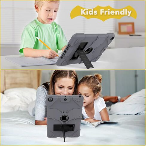 Kids Case for iPad 9th Generation/iPad 8th Generation/iPad 7th Generation, iPad 10.2 inch Case 2021/2020/2019, Heavy Duty Shockproof Rugged Protective 10.2" Cover for Boys Girls (Black) in Saudi Arabia