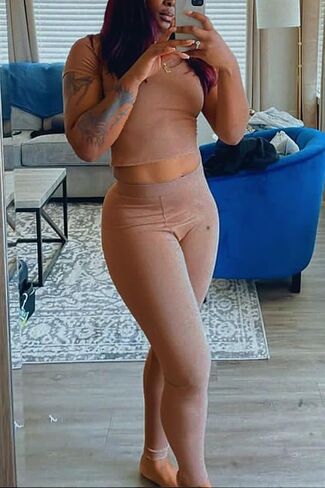 Women Casual Workout Sets 3 Pieces Lounge Wear Yoga Outfits Short Sleeve Ribbed Top Elastic High Waist Leggings in Saudi Arabia