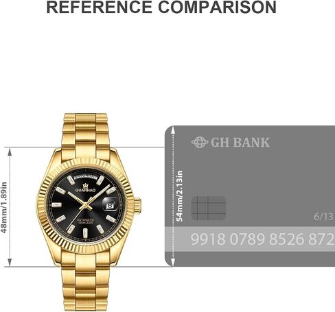 GUANHAO Men's Automatic Mechanical Business Luxury Watch,40mm Luminous Dial,100 Meter Water Resistant,Luxury Fashion Business Casual Sport Designer Watch with Calendar Function,Stainless Steel Strap. in Saudi Arabia